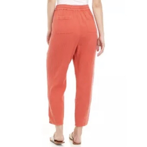 Wonderly Wide Leg Pants Gauze Womens Large Orange Boho Cottagecore Cropped - Picture 2 of 10